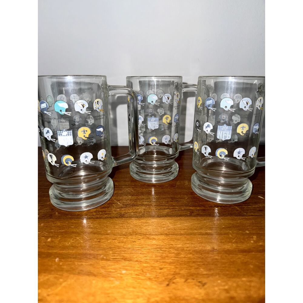 Vintage NFL Glasses with Team Helmets 28 Teams Set of 3